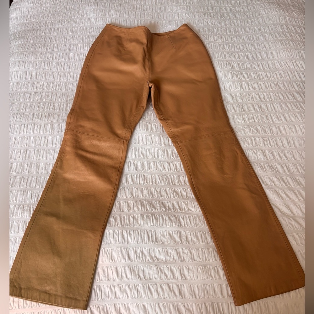Willi Smith Beige 100% Lamb Leather Pants